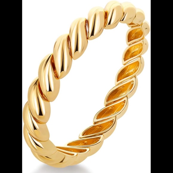 Women’s Twisted 14K Gold Plated Bangle Bracelet - Picture 2 of 5